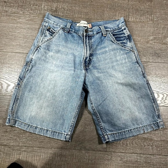 VTG Y2K Levi's Carpenter Shorts Men's 30 Blue Denim Faded Jorts Distressed Retro - Picture 1 of 7